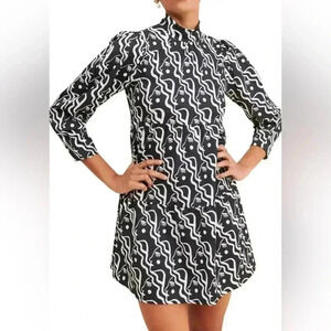 Dazey LA Waterfall Woman Mini Dress Black White Abstract Print Size M